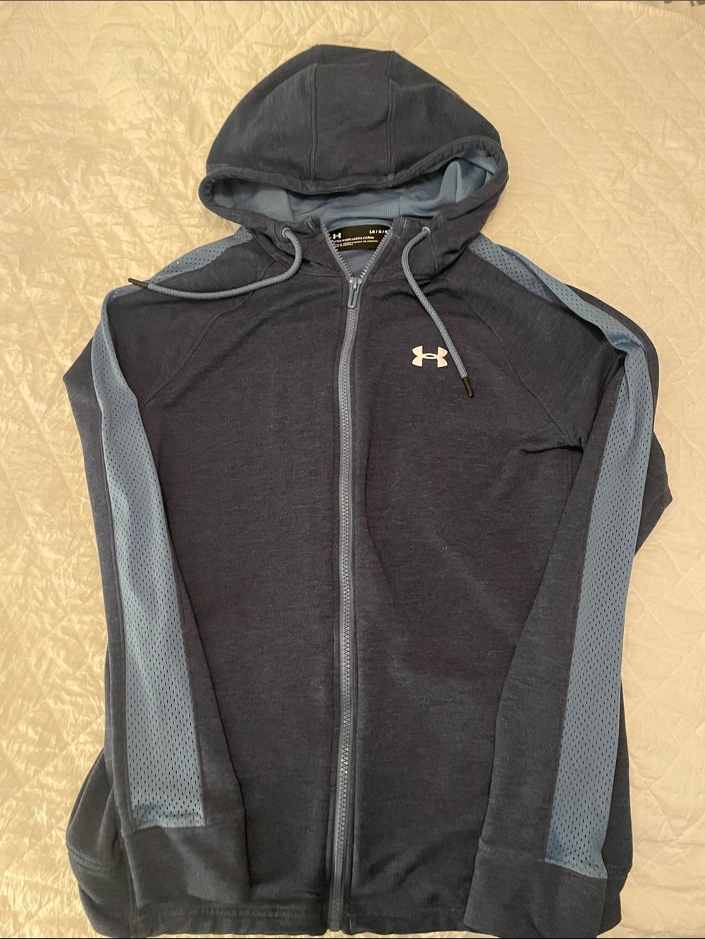 Under Armour Navy and Light Blue Full-Zip Hooded Performance Jacket